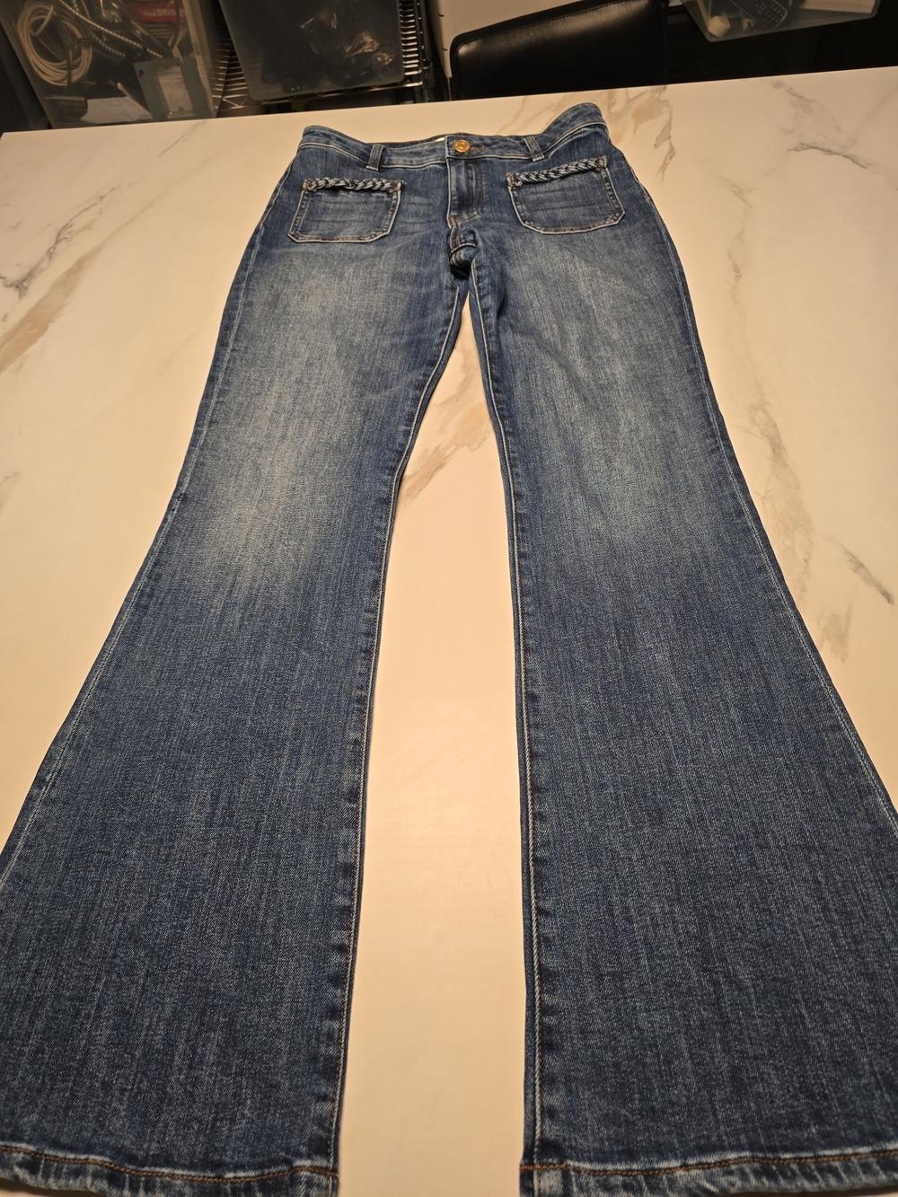 Kut from the Kloth Ana Flare Jeans With Cute Braided Pockets Size 4